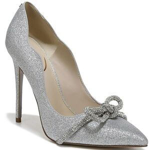 Sam Edelman Deela Soft Silver Pointed Toe Slip On Stiletto Heels